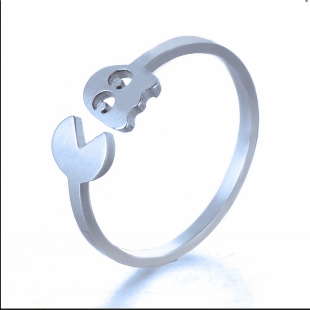 Stainless Steel Pac-Man Ring